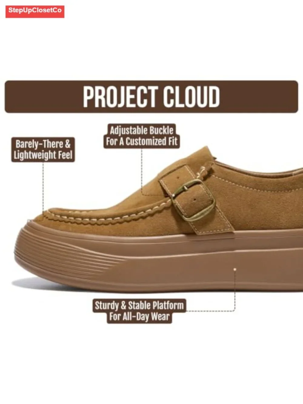 Genuine Suede Chunky Platform Loafers for Women - Non-Slip Comfortable Casual
